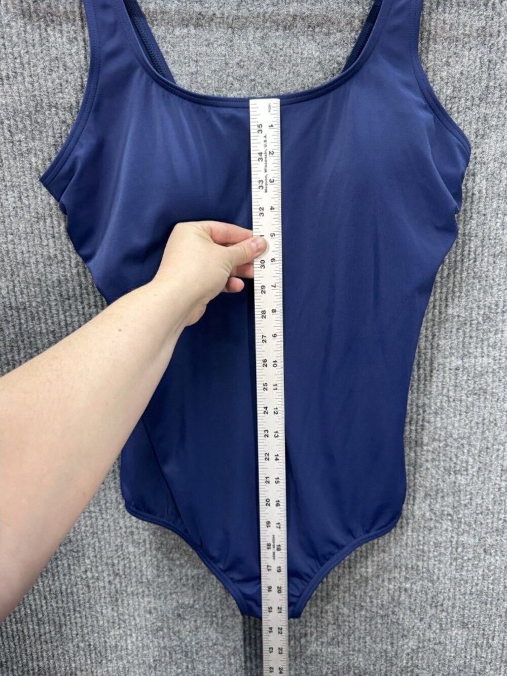 Lands End One Piece Swimsuit Womens 18P Navy Blue Soft Cup Bra Wirefree UPF 50 - Picture 8 of 11